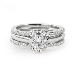 1.8 Carat Moissanite Three Layer Stacked Engagement Ring Set S925 Silver D Color Brilliant Cut, perfect gift for birthday, engagement, wedding anniversary, Christmas, Valentine's Day
