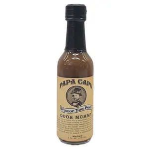 Papa Caps Foods LLC Oooh Mommy Hot Sauce - Medium Heat Roasted Garlic & Miso for Steak Ramen Tacos with Szechuan Peppercorn & Balsamic Snap - 5 fl oz Flavor