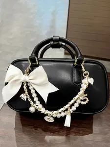 Fashionable Bowknot Bag Chain Decoration, Versatile Pearl Bag Charm Accessory, Elegant Women's Handbag Decor