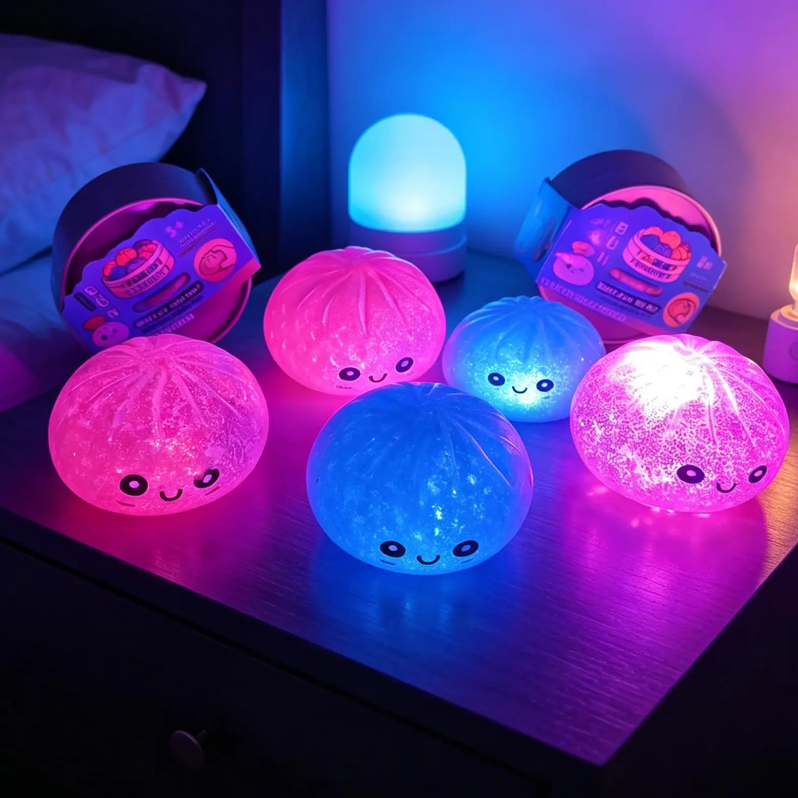 [Pat to Light Up] Dumpling Squishy Blind Box Beads Inside ASMR Relief Fidget Squeeze Toy for Holiday & Birthday Gifts - Handmade DIY squishy
