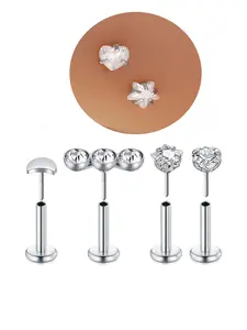 Cute Star & Heart & Moon Design Nose Studs, Stainless Steel Nose Rings, Fashionable Body Jewelry for Women & Men