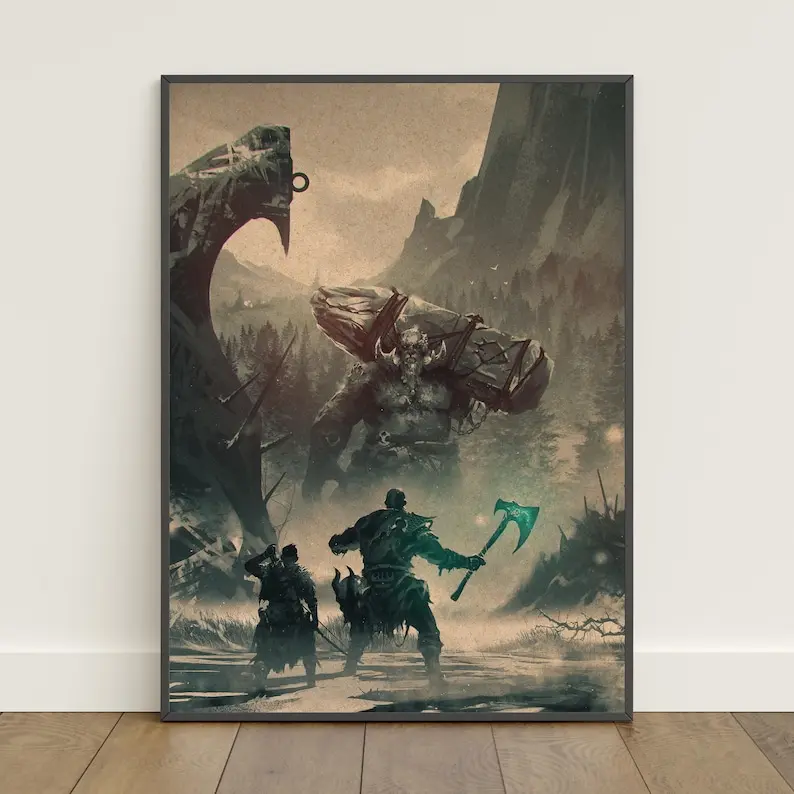 God of War Poster Retro Print Wall Art Kraft Paper Print Home Decor Gift Poster Game Poster - No Frame