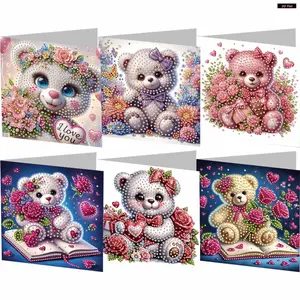 6PCS DIY Diamond Painting Greeting Card Set Rhinestone Diamond Art Mosaic Postcards for Xmas Birthdays Thanksgiving & Special Occasion