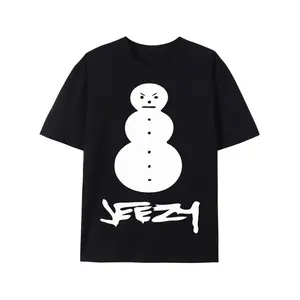 Young Jeezy Snowman Graphic Tee - 100% Cotton Crew Neck Hip Hop T-Shirt with Geometric Patterns and Applique Details, Menswear Streetwear for Casual Wear and Outdoor Activities