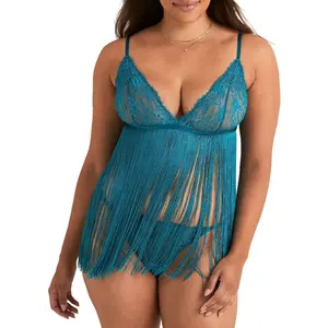 Adore Me Women's Charizma Babydoll Lingerie 2X / Crystal Teal Blue.