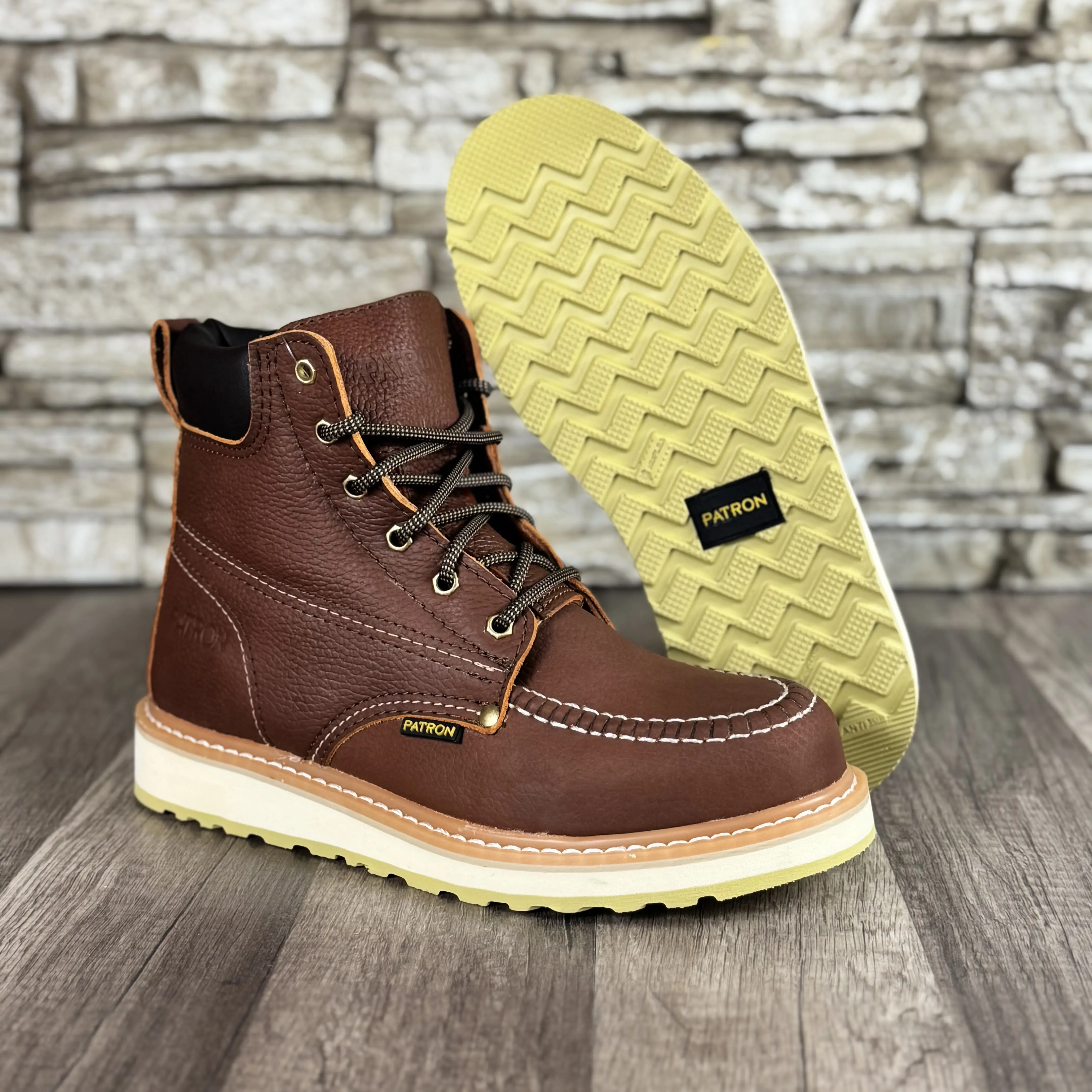 Patron 513 Light Brown Soft Toe Ankle Work Boots for Men  display picture 2