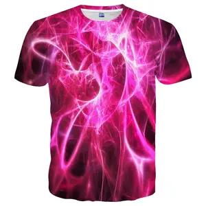 Unisex Glowing Neon Heart Abstract Light T-Shirt – Vibrant Pink Purple Light Effect Graphic Tee for Valentine’s Day, Casual Wear (Men & Women)