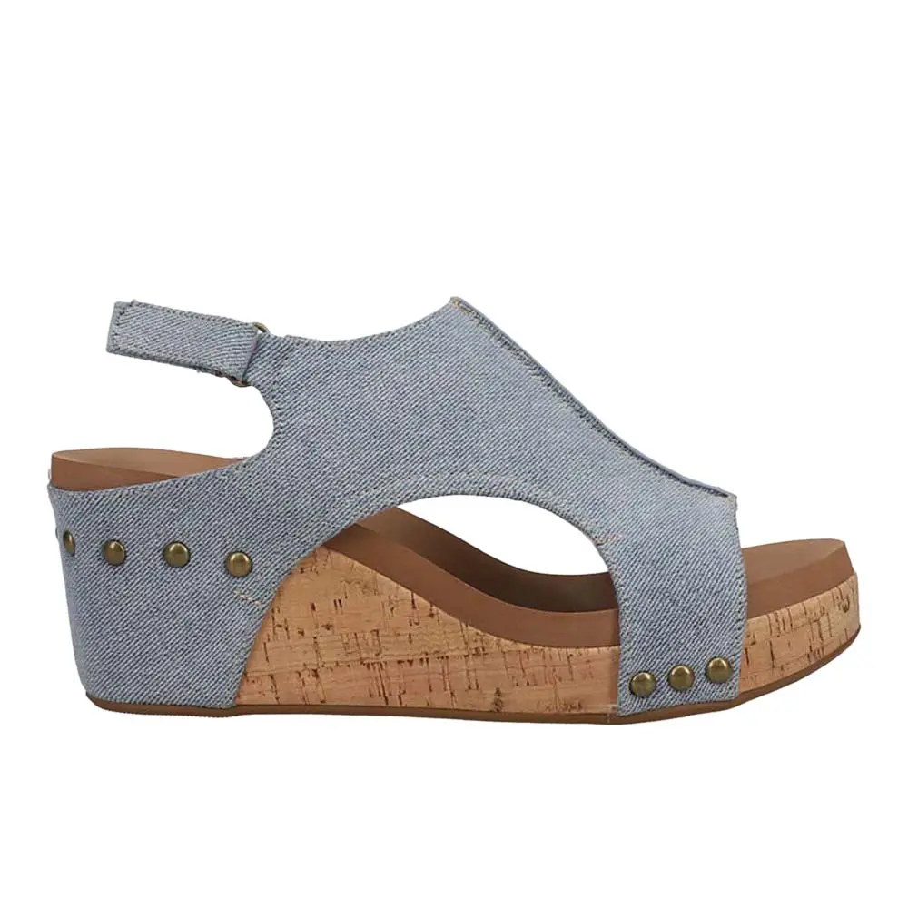 Corkys Footwear Womens Carley Studded Slingback Casual Sandals Casual High Heel 3" & Up - Blue