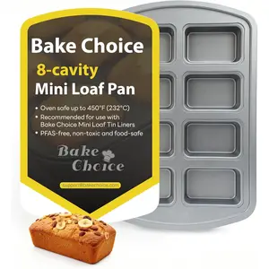 Mini Loaf Pan, 8-Cavity Non-Stick Carbon Steel Baking Pans Set for Banana Bread, Cornbread, Cheesecake, Muffins, Pound Cake, Small Meatloaf, Bread Pan