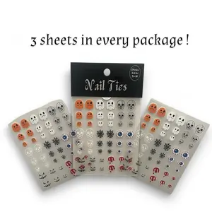 Halloween Spooky Drip Nail Stickers with Ghosts, Skulls, Spider Webs, and Creepy Eyeball Decals for Manicure and Nail Art
