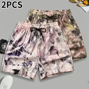 Pack of 2 women’s casual athletic shorts with a drawstring elastic waistband, suitable for running, training, fitness, and outdoor activities; summer clothing, women’s wear, casual shorts.