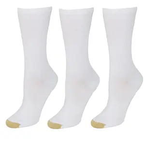 Gold Toe Women's Non Binding Ribbed Crew Socks (3 Pair Pack)