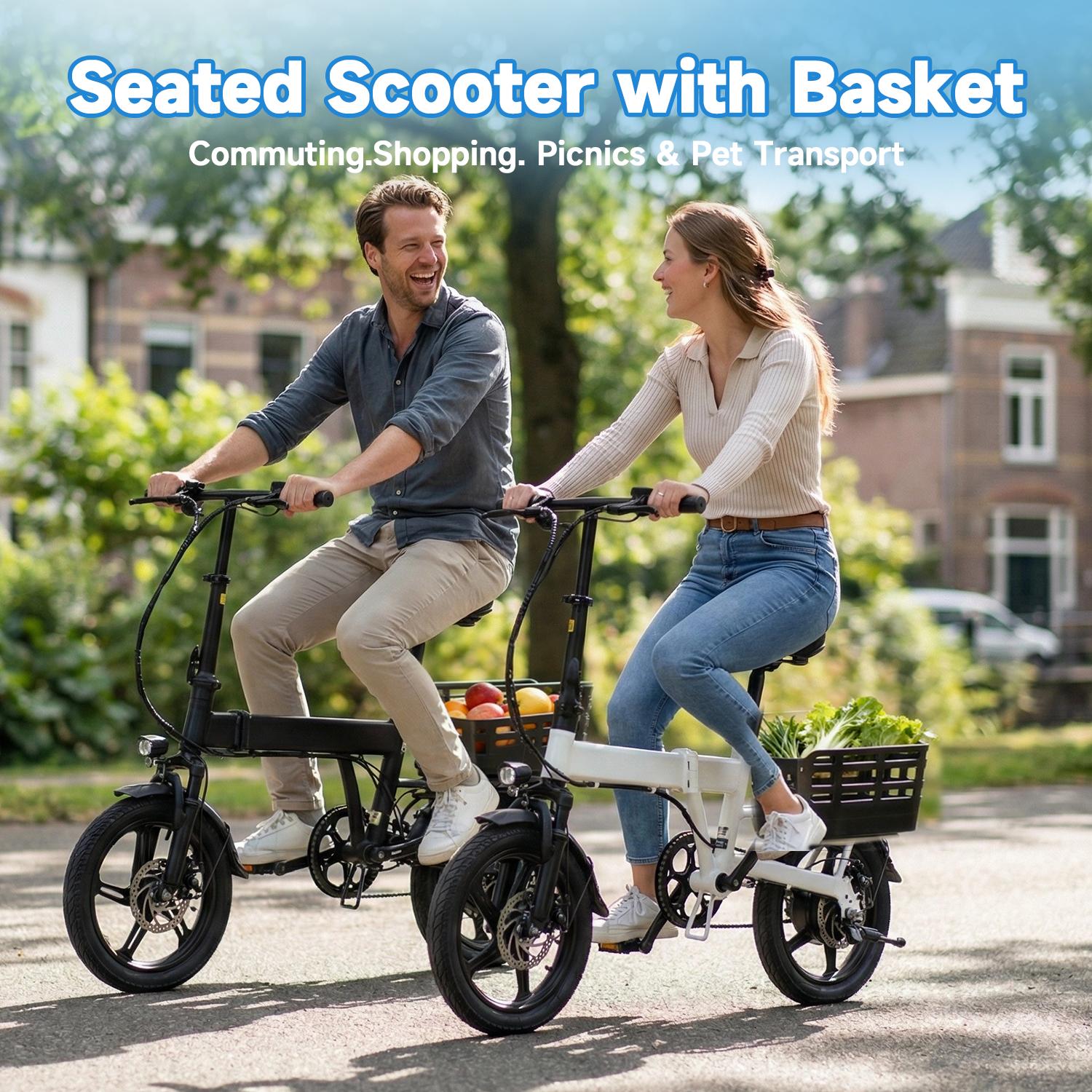 Electric Bike 500W Motor, 18MPH Commuter Folding Ebike, 14 Inch Electric bicycle for Adults, 36V 12Ah Battery, Up to 30 Miles Range, 3 Riding Modes