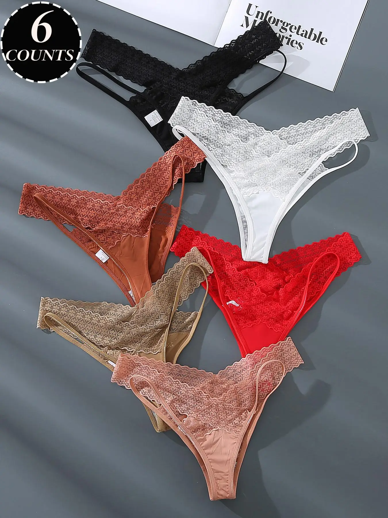 Plus Size Criss Cross Scallop Lace Panty, Low Rise Comfy Knicker for Women, Fashion Ladies' Underwear for All Seasons, Summer Outfits 2024