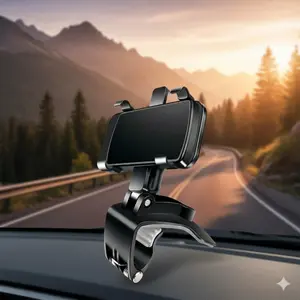 Universal Car Sun Visor Mount, Non-Slip Clip Design Secures to Rearview Mirror, Silicone Grip with Multi-Angle Adjustment for Most Vehicles. Easy Dual-Mode Installation, Fits Various Car Models, Car Phone Holder.