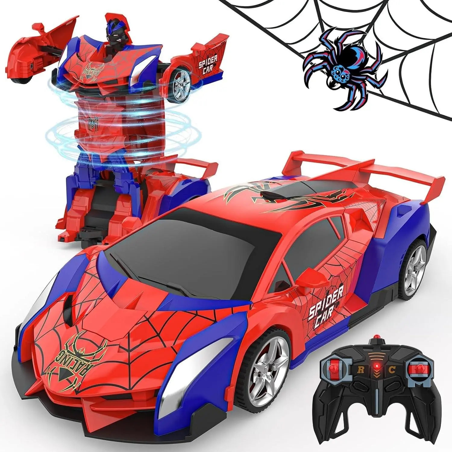 Durable 2.4Ghz 1:18 Scale Remote Control Car - 1-Button Deformation, 360° Rotation, Diecast Model Toy for Kids Boys Ages 3-12, Birthday Christmas Gift