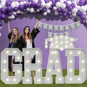2026 Graduation Decorations GRAD Letters: 3FT Class of 2026 Graduation Ornaments Large Marquee Light up Letter Sign Kindergarten Preschool High School College Pre-cut Foam Board Pack of 5
