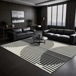 Geometric Line Pattern Floor Mat, Modern Simple Non-slip Floor Carpet, Decorative Area Rug for Home Living Room Bedroom Hotel