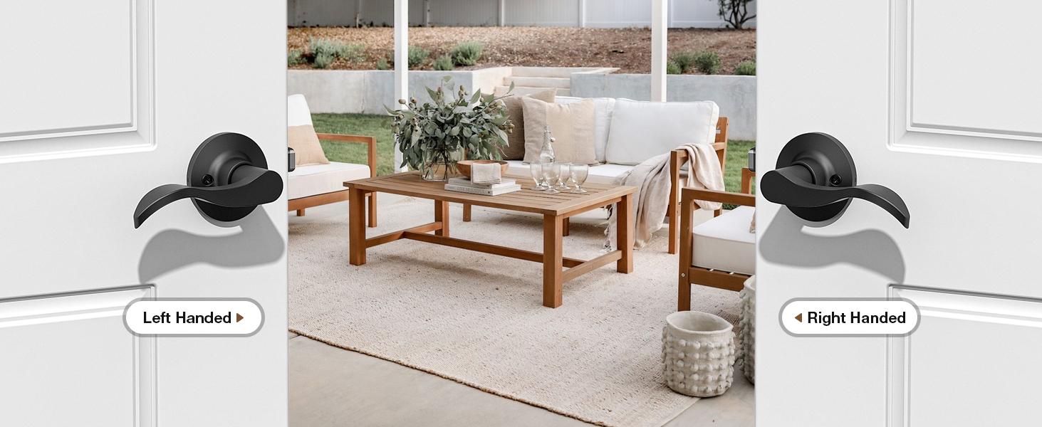 Brightify Antique Brass Front Door Handle No Lock, Classic Exterior Door Handle, Entry Door Handle Reversible for Left & Right Hand Doors