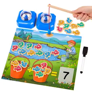 Magnetic Fishing Math Game for Kids with Dice Poppers, Fishing Game, Math Manipulatives for Kindergarten Preschool, Montessori Counting and Addition Dice Games Homeschool Learning Toy