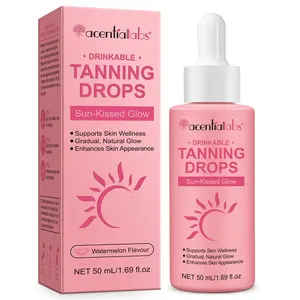 Acentiallabs Self Tanner Drops (50ml) - Vegan Watermelon Flavor, Vitamin Blend, Sunless Tanning Formula Inspired by Natural Tanning Gummies, Flawless Sun-Kissed Glow for All Skin Types, Sustainable Non-GMO Daily Body Care