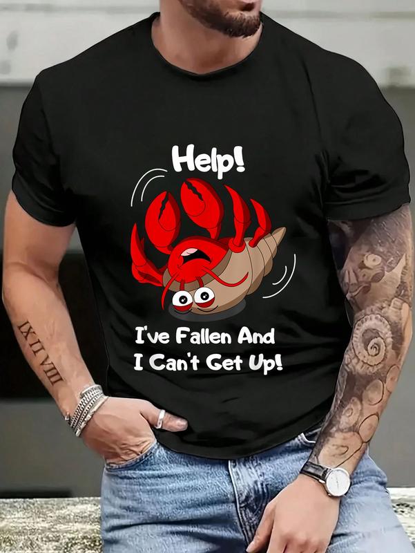 100% Cotton Unisex Funny Hermit Crab Tee - Help I've Fallen And I Can't Get Up T-Shirt