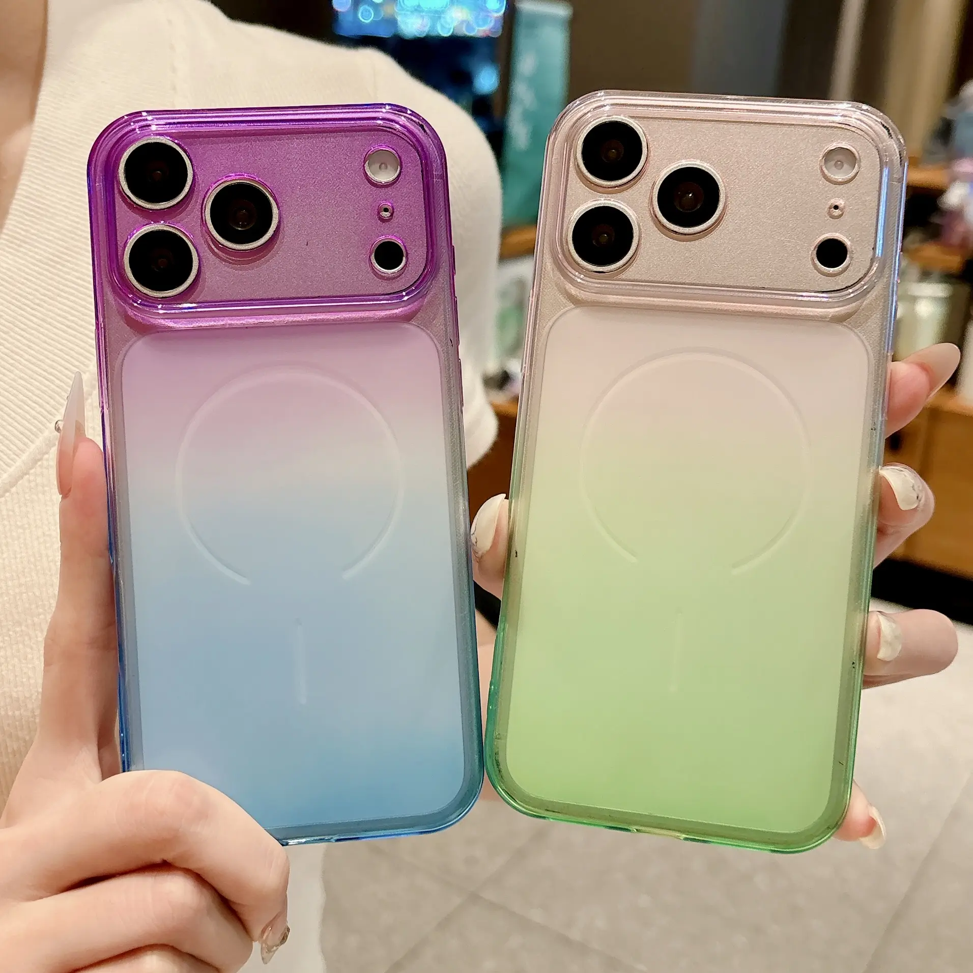 Gradient Magnetic Phone Case for iPhone 17, 17 Pro & 17 Pro Max, Frosted Translucent TPU Protective Cover with Large Camera Guard, MagSafe Compatible Slim Shockproof Case