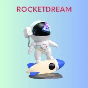 Flylily Rocketdream Projector Lamp for Kids - Unique Astronaut Design, 360° Magnetic Head, Bluetooth 5.1 Speaker, White Noise Machine & Room Decor