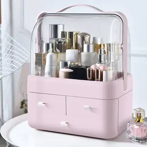 Large Makeup Organizer w Drawers Beauty Organizer Makeup Box Holder Vanity Organization Desk Countertop MakeUp Organizers Bathroom Counter Organizer Skincare Cosmetic Case Stand Dustproof Lid Gift Durable Plastic Organizers