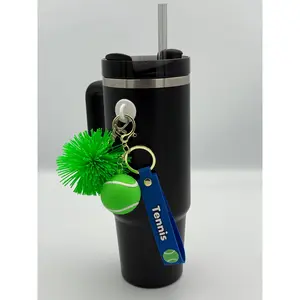 DripMyCup Tennis Drip Set - Includes Tennis Ball Charm & Band, Green String Ball, Stick-On Hook, 6" Length, Ideal for Tennis Enthusiasts