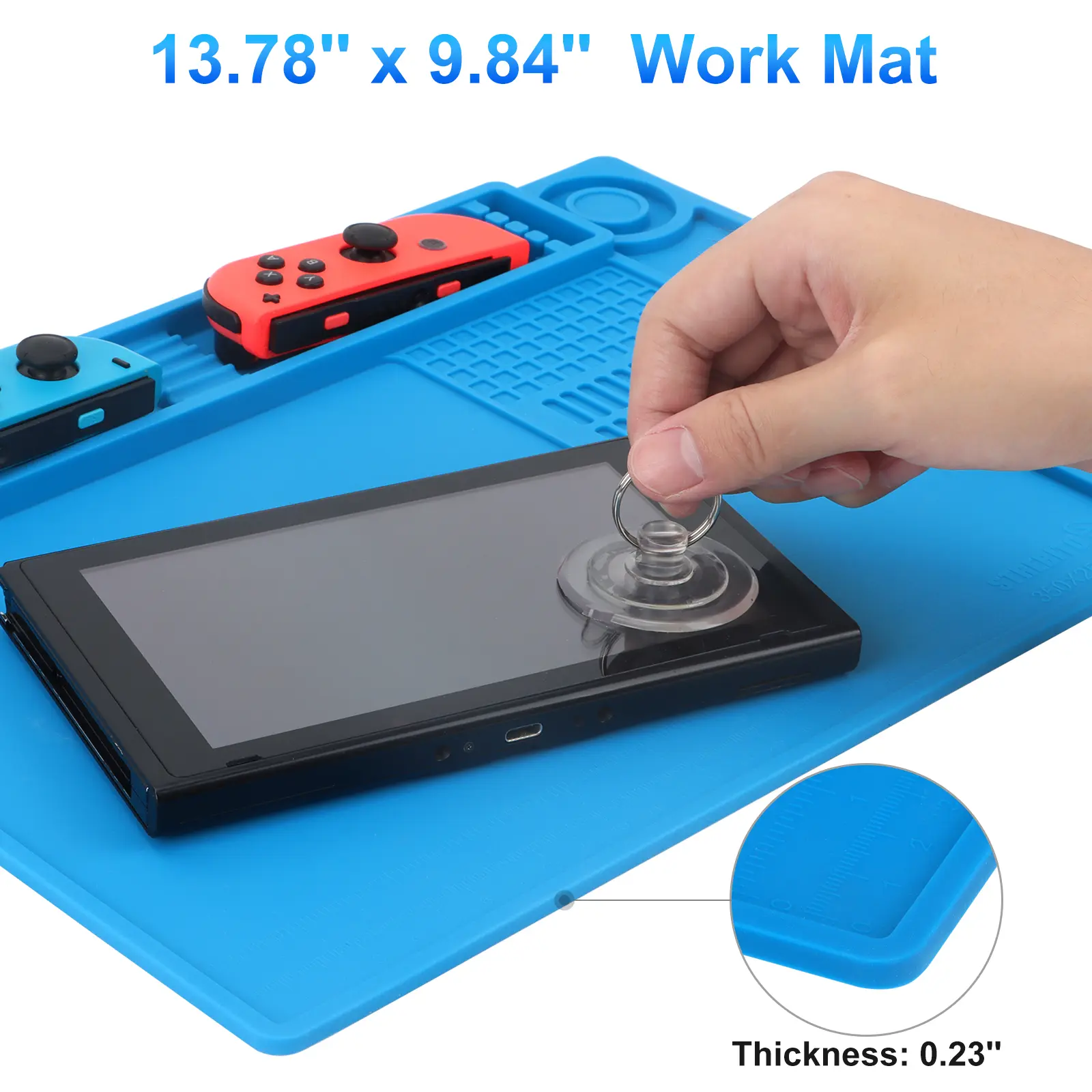 Heat Resistant Silicone Soldering Work Mat - Up to 932°F Heat Support, Built-in Magnetic Area for Screws & Small Tools, Anti-Slip Pad for Phone & Watch Electronic Repair