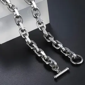 9mm Stainless Steel Necklace For Men Women Unisex Silvery Cable Link Chain Fashion Jewelry Toggle Clasp
