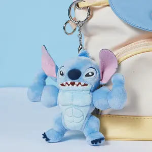 MINISO Disney Stitch Muscle Series Plush Keychain, Soft Stuffed Bag Charm, Cute Collectible Pendant Gift for Kids, Girls and Stitch Fans