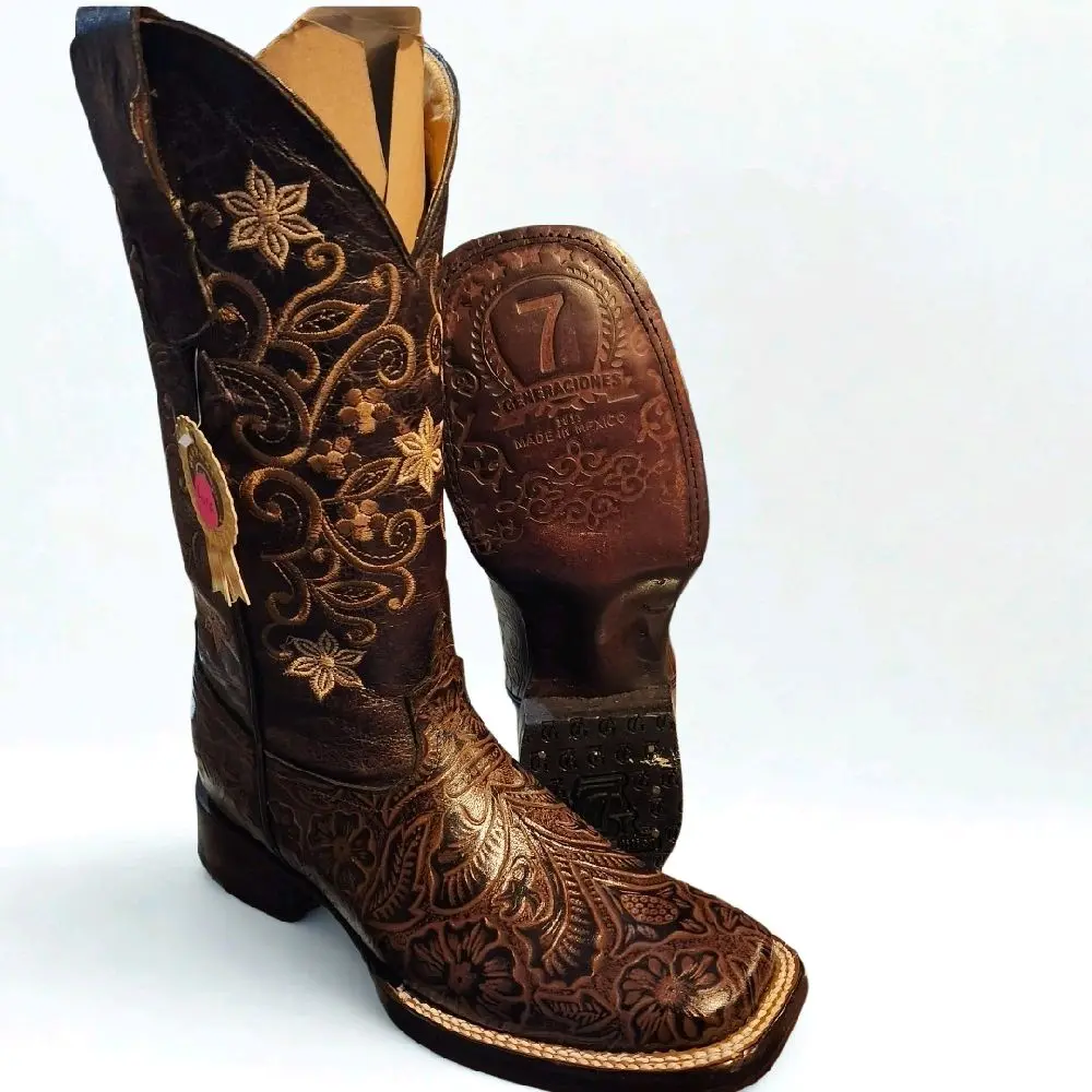 Women Hand Tool Square Toe Boots