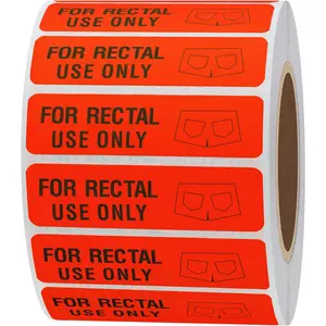 for Rectal Use Only Stickers 1.5" x 0.375" Fluorescent Red Stickers with Permanent Adhesive 500 Labels Per Roll (Fluorescent Red)