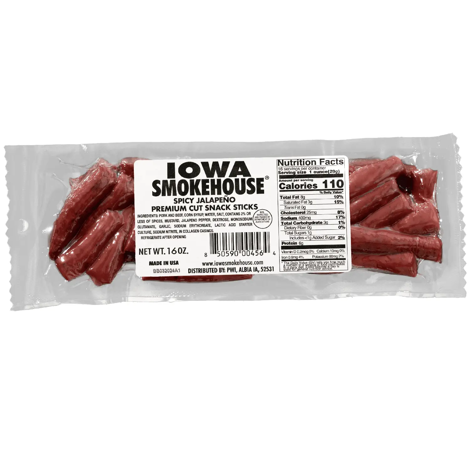 16 oz Premium Cut Snack Sticks Spicy Jalapeno