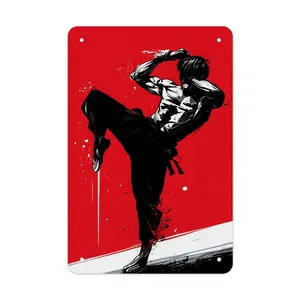 2D Flat 1 pc Metal Iron Painting, 11. 8 * 7. 9 in Martial Arts Fighter In Motion Home Decor For Bathroom, Garage, Kitchen, Bar