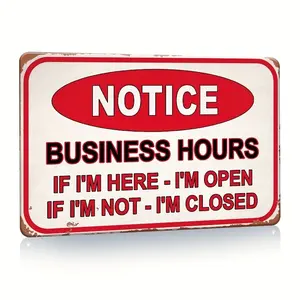 Vintage Retro Metal Business Hours Sign - Yard Signs For Indoor/Outdoor Decor, 8X12 Inches, Open And Closed Notice For Stores, Bars, Cafe, Barber Shops, Durable, Weather-Resistant, Easy To Install