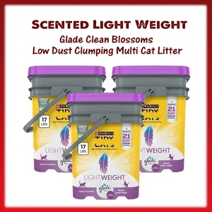 3 Pack Lightweight Scented Clumping Cat Litter, Low Dust Multi-Cat Formula, Clean Blossoms Fragrance, Easy Scoop Litter, 17 lb