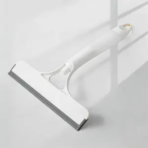 3 in 1 Spray Window Squeegee Scrubber, All in One Glass and Mirror Cleaner for Home, Bathroom and Auto Use, Streak Free, White & Yellow