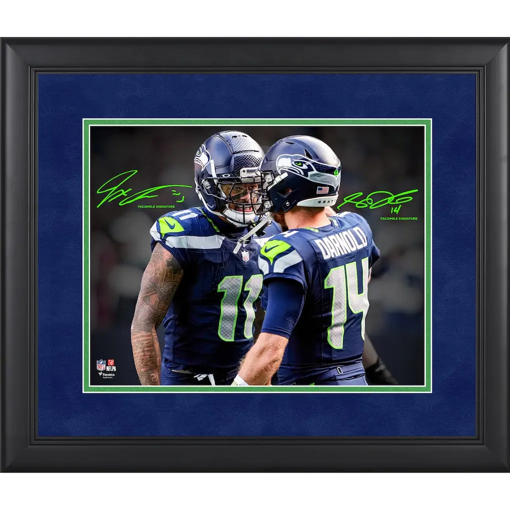 Sam Darnold & Jaxon Smith-Njigba Seattle Seahawks Facsimile Signature Poster Print Unframed