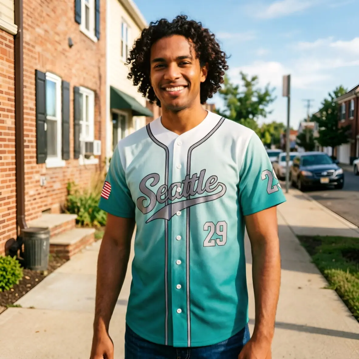 Vintage Mesh Baseball Jersey Men Women Streetwear Button Down Shirts with Graphic Lettering Varsity Number and American Flag  Hip Hop Summer Outfit Vibe Clothing S-4XL