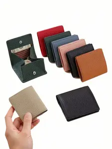 Leather Coin Wallet Change Holder Mini Pocket Bag, Unisex Compact Snap Closure Coin Box, Stylish and Practical Accessory