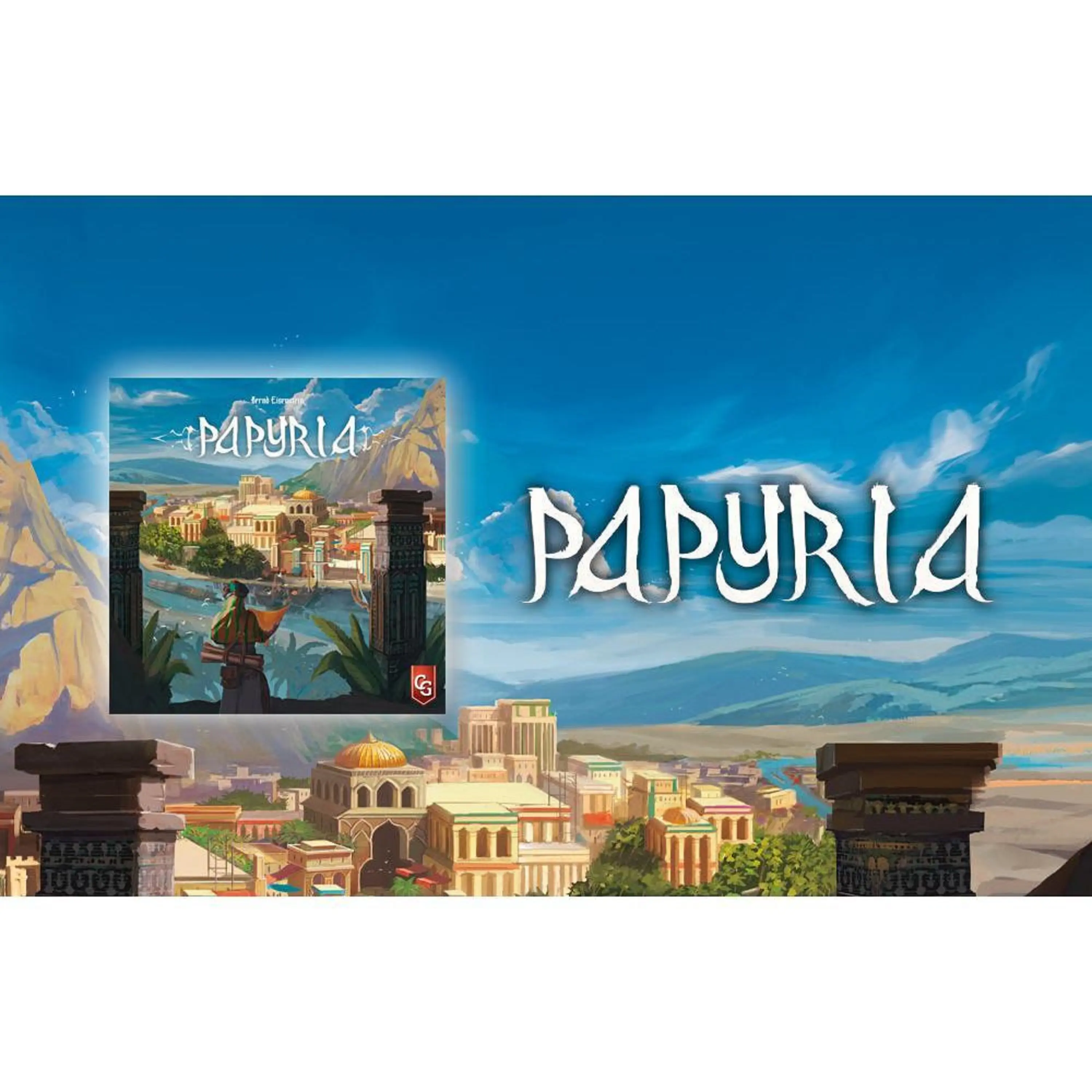 Capstone Games Papyria Ancient Civilization Board Game, 1-4 Players, Strategic Tile Placement & Engine Building, Territory Expansion Adventure, Solo & Multiplayer Euro Strategy Game