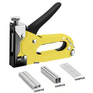 3 in 1 Staple Gun Kit, 1 Set Heavy Duty Staple Gun Handle with 300 Staples, Upholstery Stapler for Fixing Material, Decoration, Carpentry, Furniture, Door and Window, Hardware
