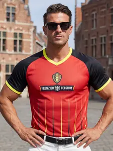 2026 Belgium Style Football Jersey T-Shirt, Quick-Dry Breathable Moisture-Wicking, Slim-Fit Sporty Short Sleeve, Fan Favorite