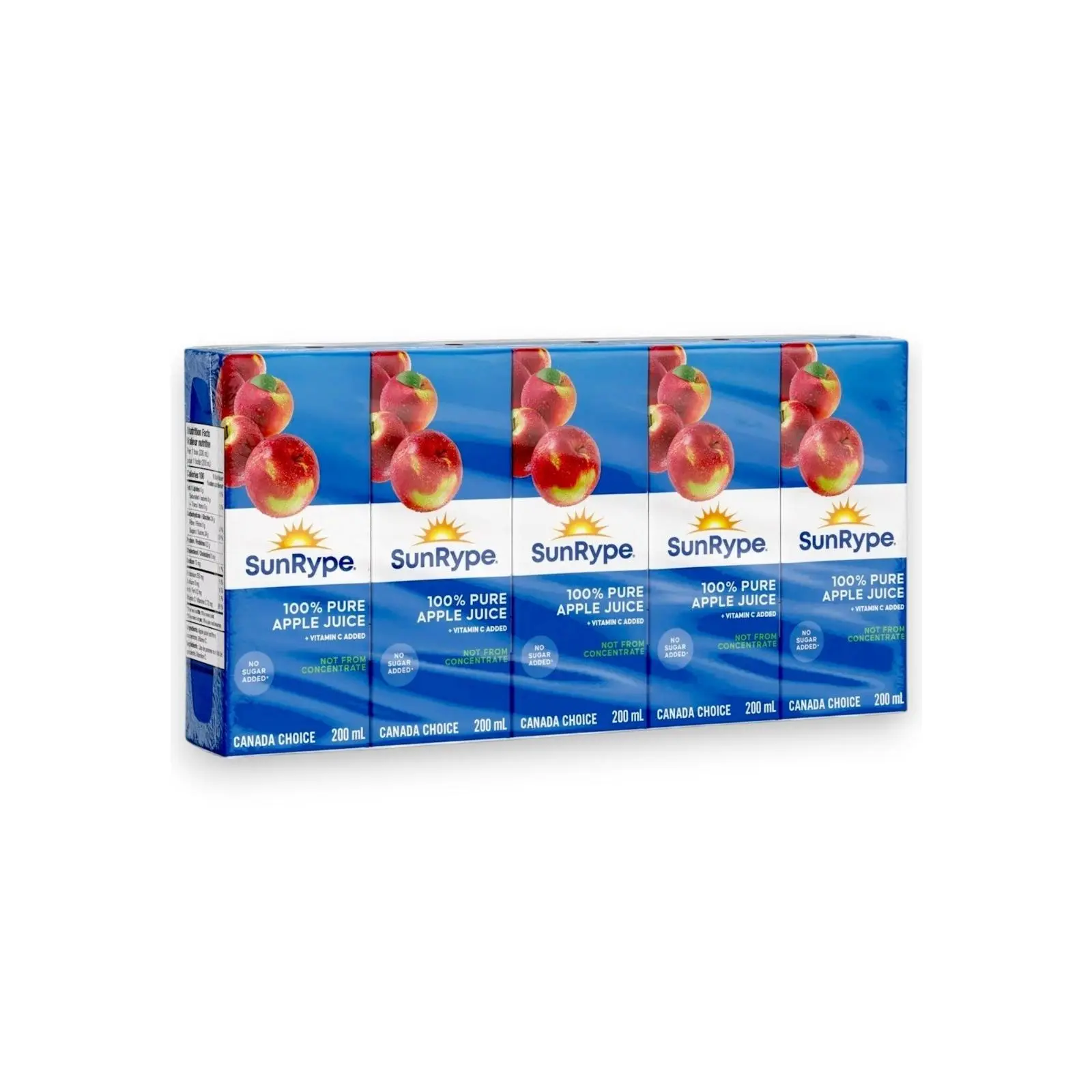 SunRype Apple Juice Boxes, Pasteurized, 100% Juice Blend, For On-The-Go, 5x200ml