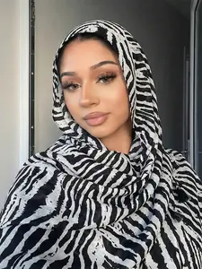 Women's Elegant Fashion Leopard Print Scarf 80x180cm Hijab, All-Season Use, Suitable for Abaya and Muslim Shawl