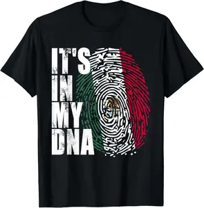 It's In My DNA Mexico Mexican Flag, Independence Day T-Shirt Pure Cotton Graphic Tees Menswear Top: Gifts for Men & Women