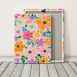 Vibrant Floral Watercolor Painting Pattern Wooden Frame Canvas Painting, Modern Art Wall Decoration, Home Living Room Bedroom Office Wall Decoration, Poster Wall Art, Wall Decoration Painting